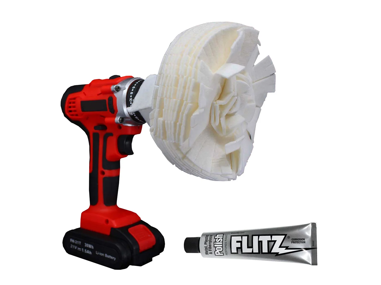 Flitz Buff Ball - Extra Large 7" - White w/1.76oz Tube Flitz Polish