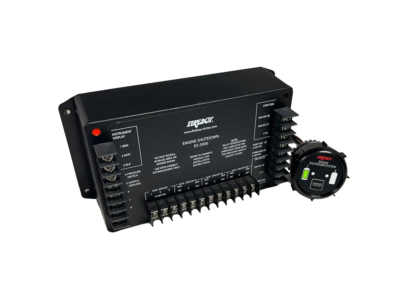 Fireboy-Xintex Engine Shutdown - 5 Circuit w/20A Relays - Round Display