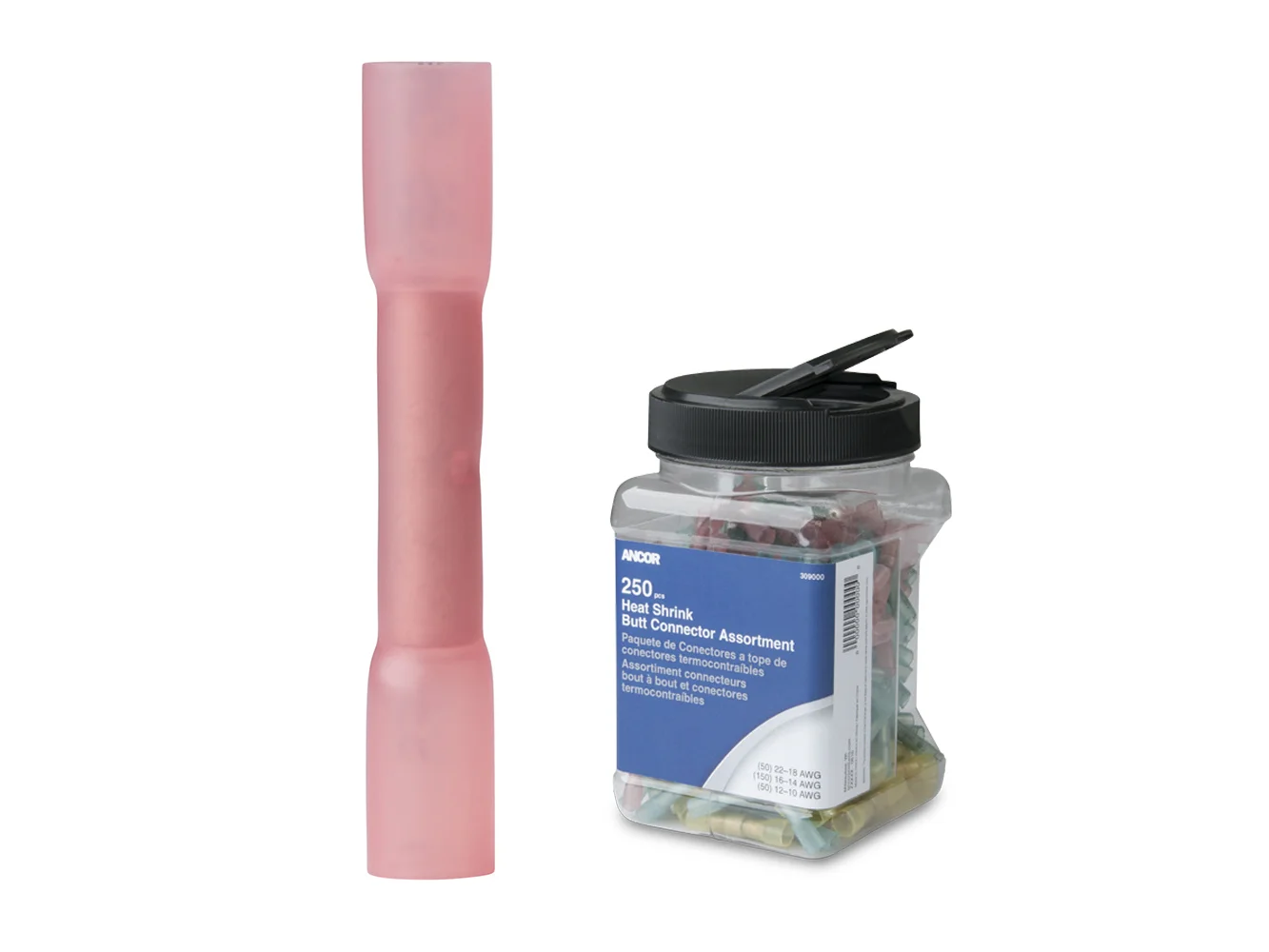 Ancor 22-18 AWG Heat Shrink Butt Connector - 250-Pieces - Jar