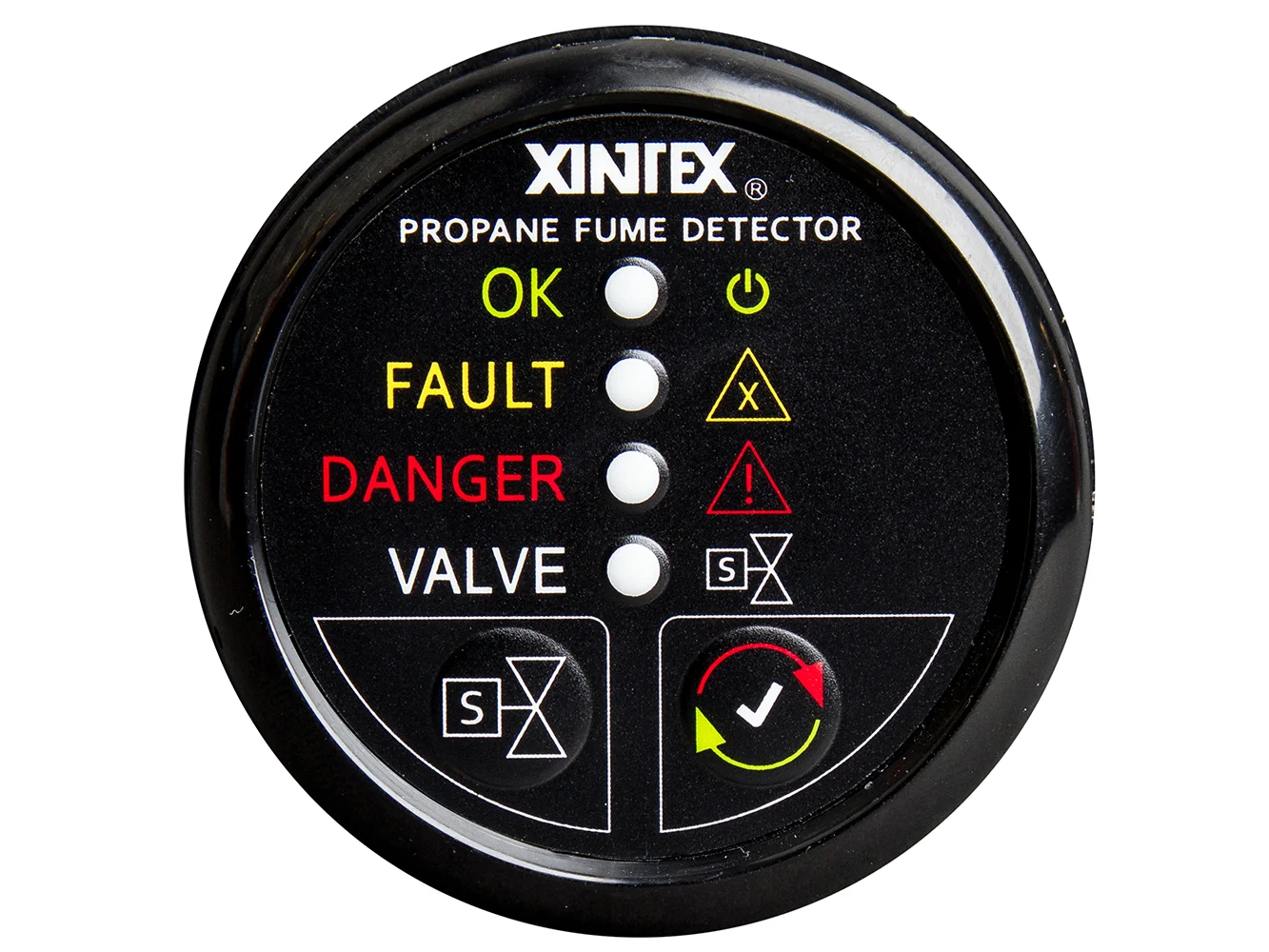 Fireboy-Xintex Propane Fume Detector w/Plastic Sensor & Solenoid Valve - Black Bezel Display