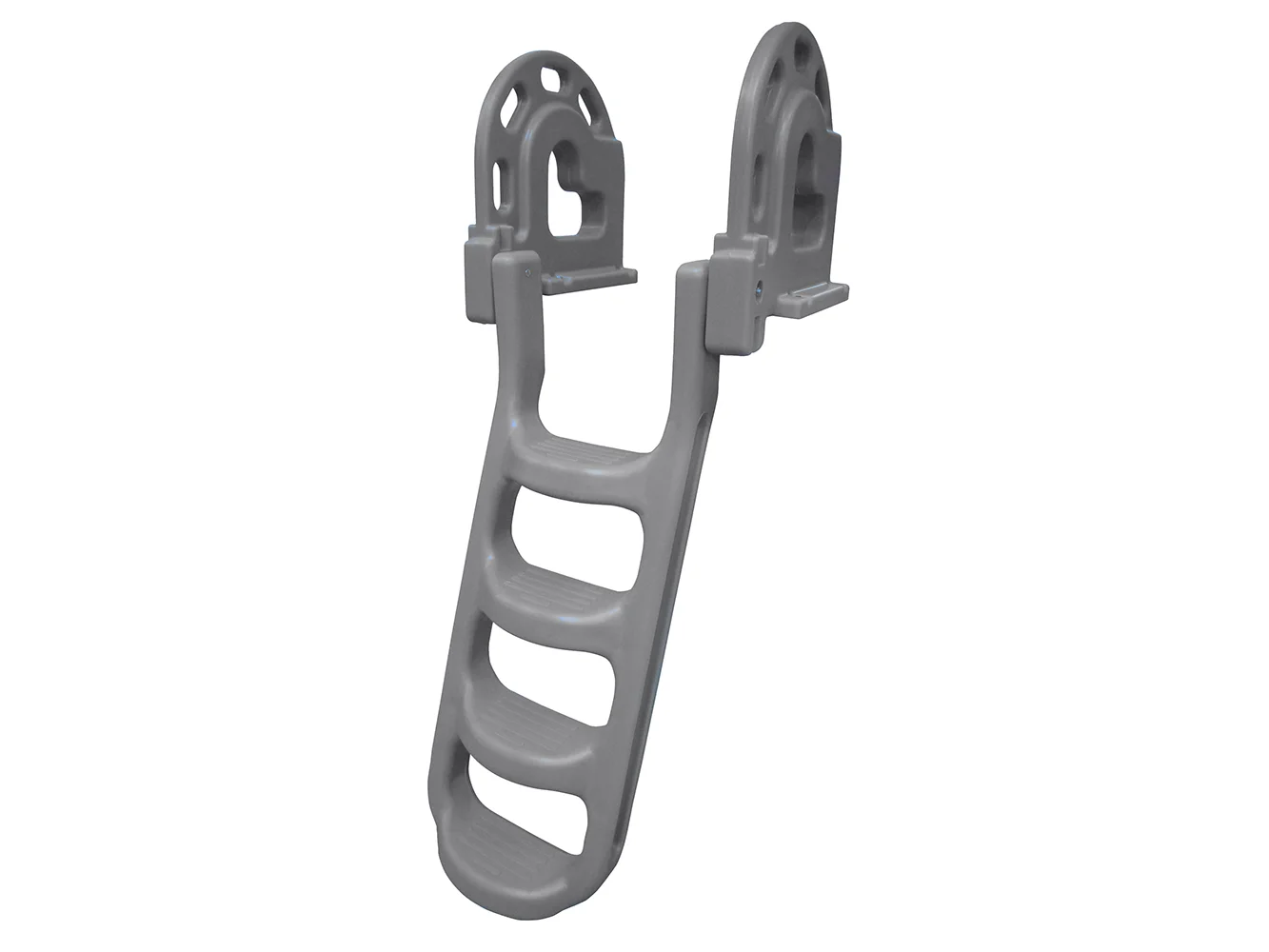 Dock Edge Stand-Off Flip-Up Polyethylene Roto Molded 4-Step Dock Ladder - Grey