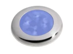 Hella Marine Slim Line LED 'Enhanced Brightness' Round Courtesy Lamp - Blue LED - Stainless Steel Bezel - 12V