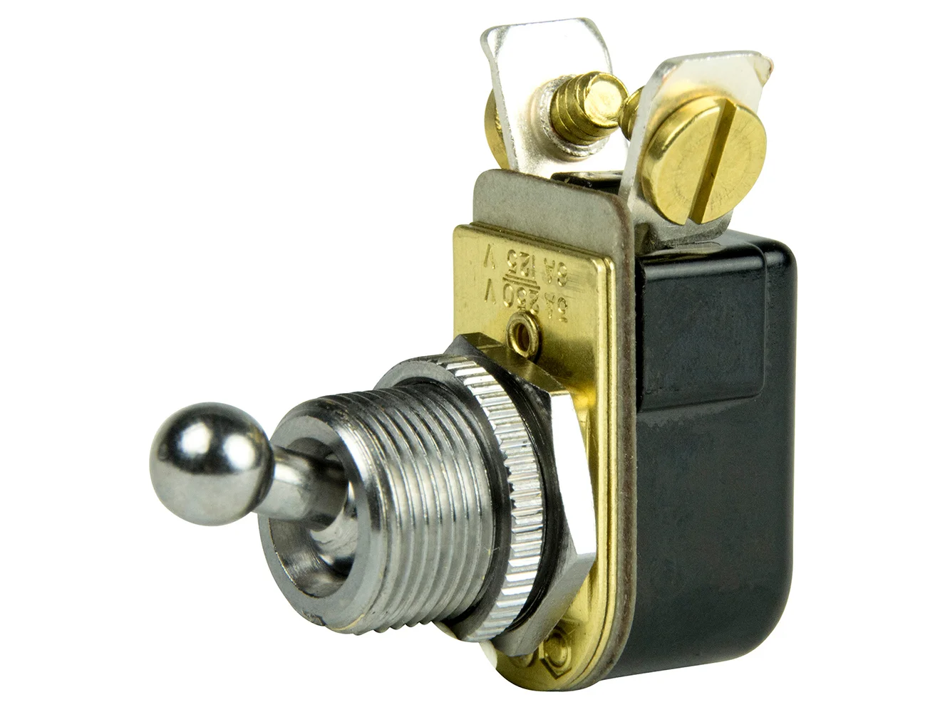 BEP SPST Chrome Plated Toggle Switch - 3/8" Ball Handle - OFF/ON