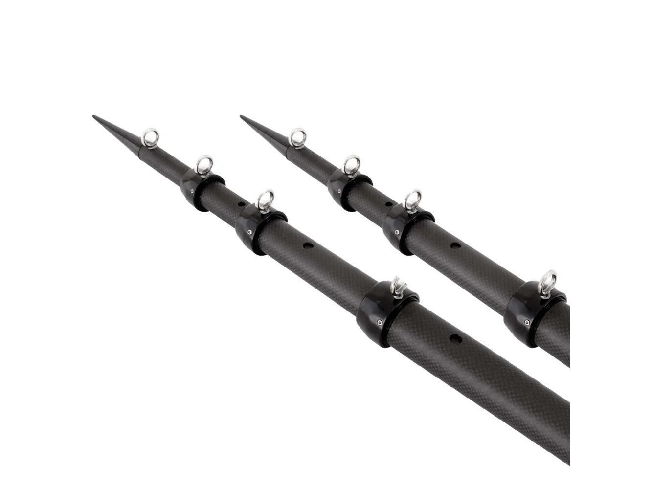Tigress XD 3k Carbon Fiber Telescoping Outrigger Poles - 18 feet - Matte Black/ Black - Pair