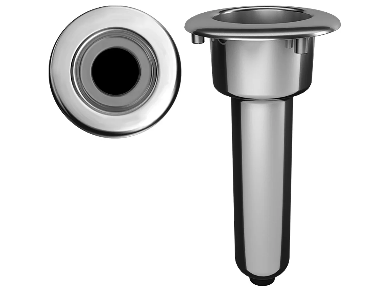 Mate Series Elite Screwless Stainless Steel 0° Rod & Cup Holder - Drain - Round Top