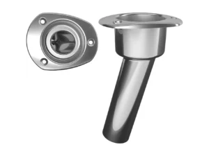 Mate Series Stainless Steel 15&deg; Rod & Cup Holder - Open - Oval Top