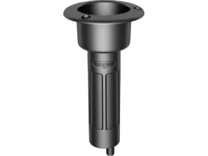 Mate Series Plastic 0&deg; Rod & Cup Holder - Drain - Round Top - Black
