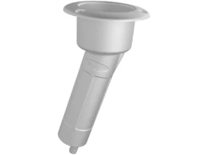 Mate Series Plastic 15&deg; Rod & Cup Holder - Drain - Round Top - White