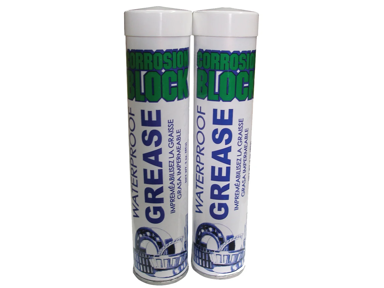 Corrosion Block High Performance Waterproof Grease - (2) 3oz Cartridges - Non-Hazmat, Non-Flammable & Non-Toxic