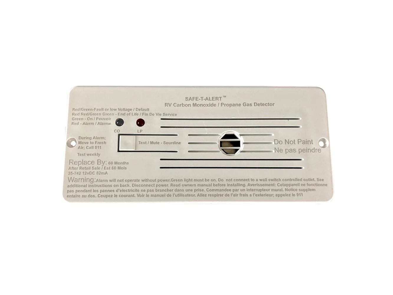 Safe-T-Alert Combo Carbon Monoxide Propane Alarms Flush Mount - White