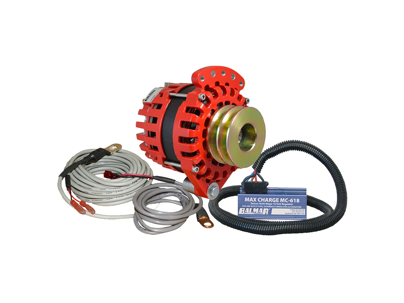 Balmar Alternator 1-2" Single Foot Dual V Pulley Regulator & Temp Sensor - 170A Kit - 12V