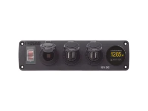 Blue Sea 4368 Water Resistant USB Accessory Panel - 12V Socket, 2x 2.1A Dual USB Chargers, Mini Voltmeter