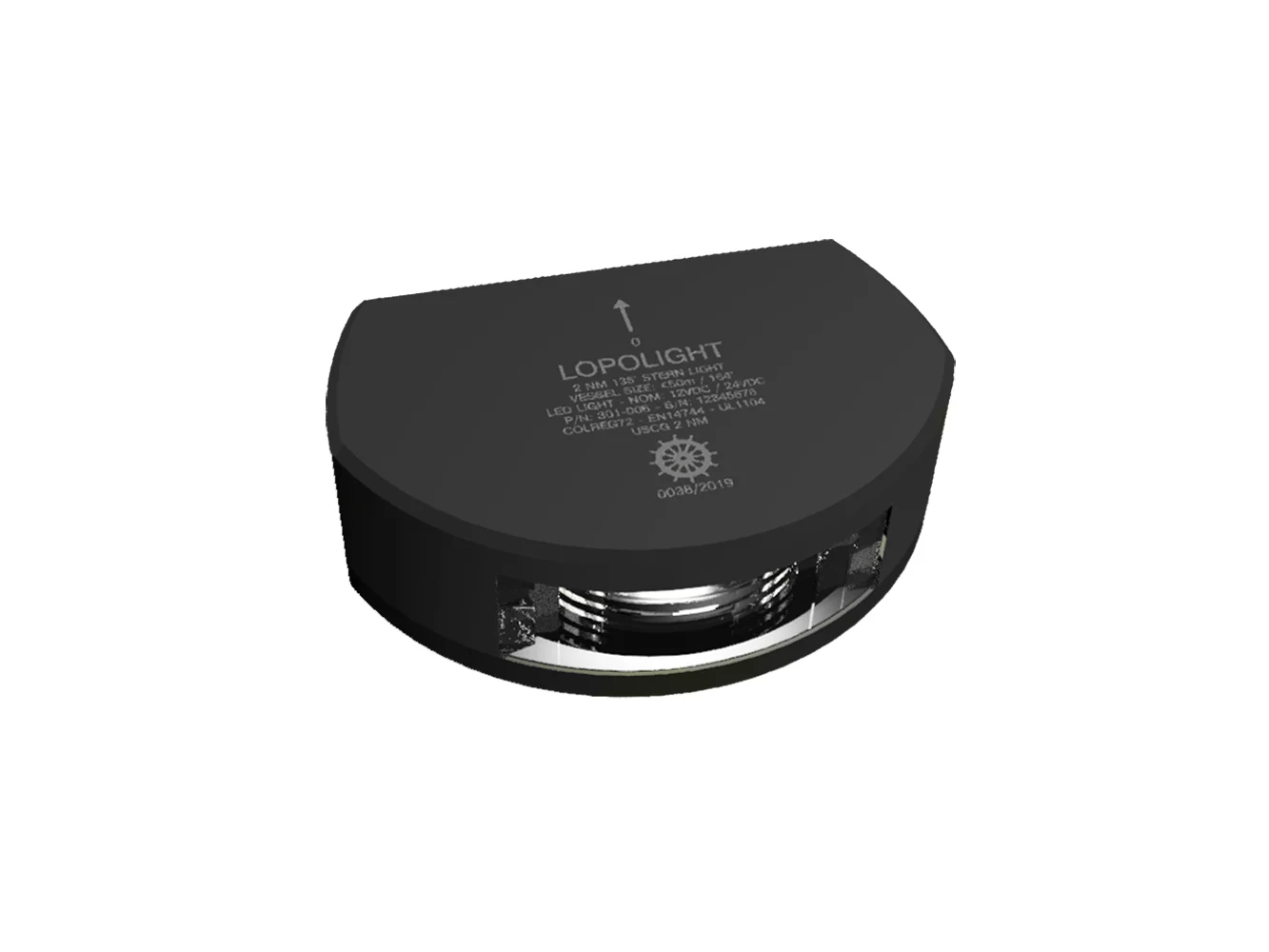 Lopolight Series 301-006 - Stern Light - 2NM - Vertical Mount - White - Black Housing
