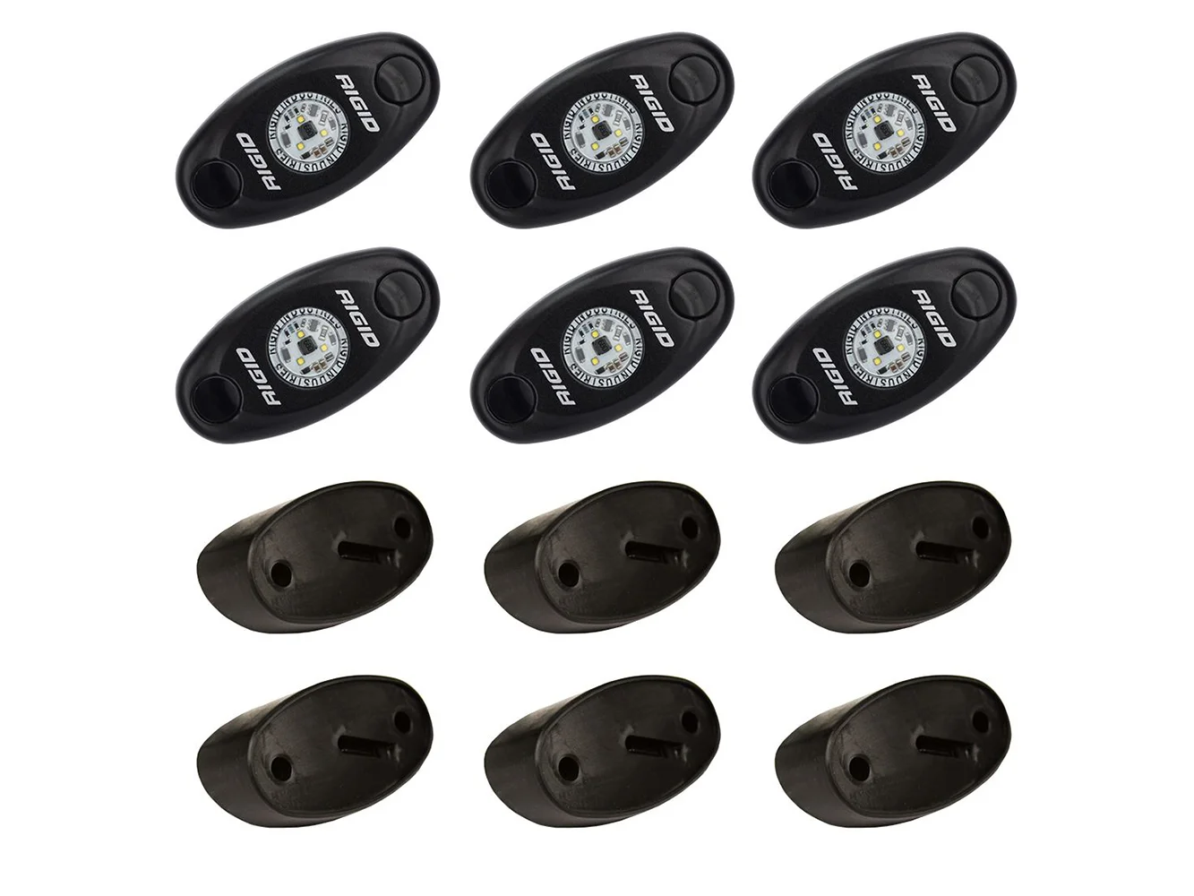 RIGID Industries A-Series Rock Light Kit - 6 Cool White Lights - Black