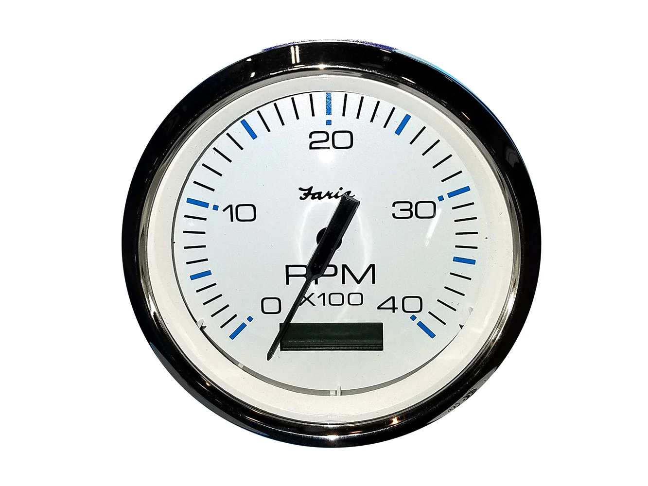 Faria Chesapeake White SS 4" Tachometer w/Hourmeter (4000 RPM) (Diesel) (Mech. Takeoff & Var. Ratio Alt)