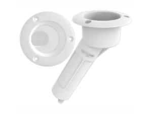 Mate Series Plastic 30&deg; Rod & Cup Holder - Drain - Round Top - White