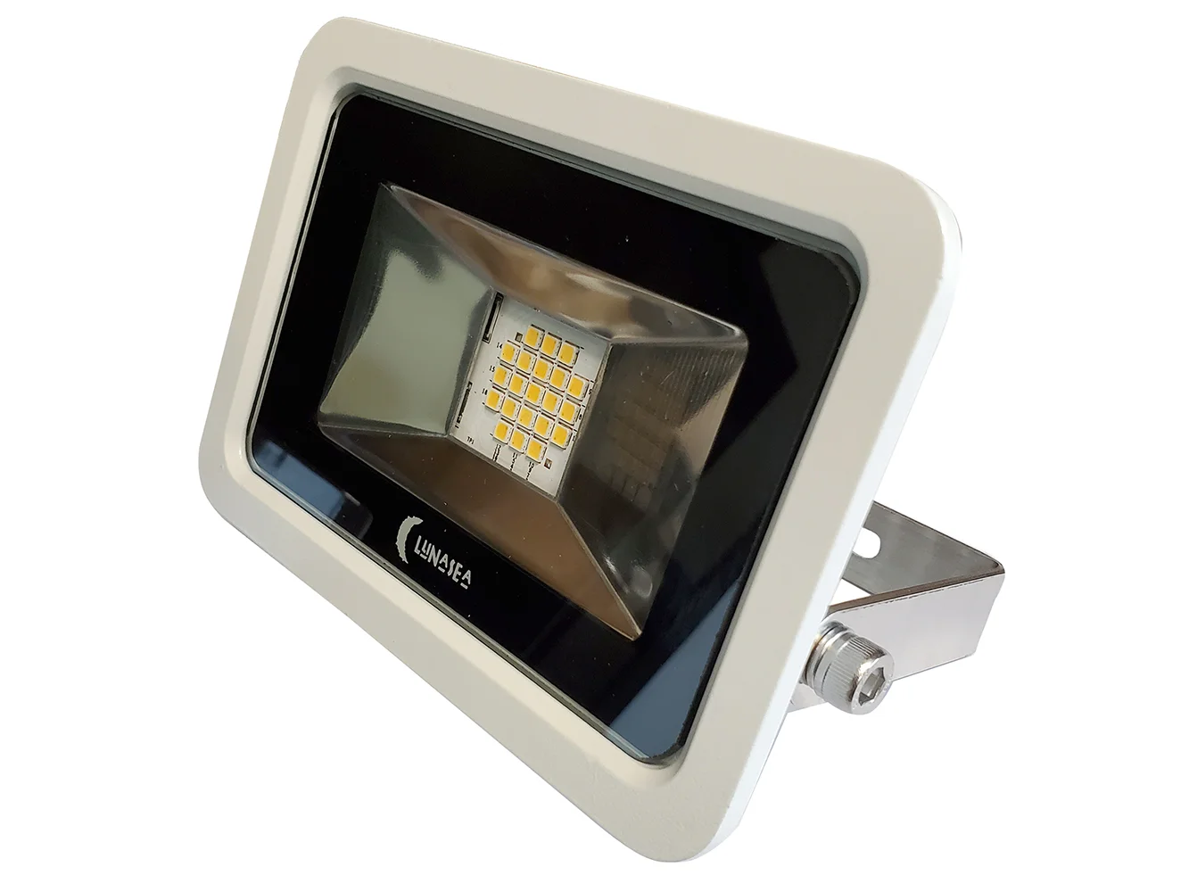Lunasea 10W Slimline LED Floodlight, 120VAC Only, Cool White, 1200 Lumens, 3' Cord - White Housing