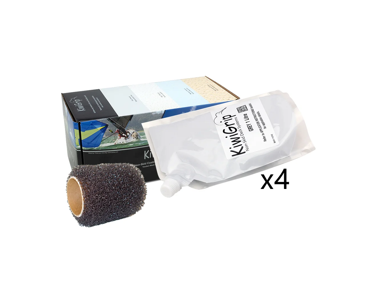 KiwiGrip 4 - 1 Liter Pouches - Grey w/4" Roller