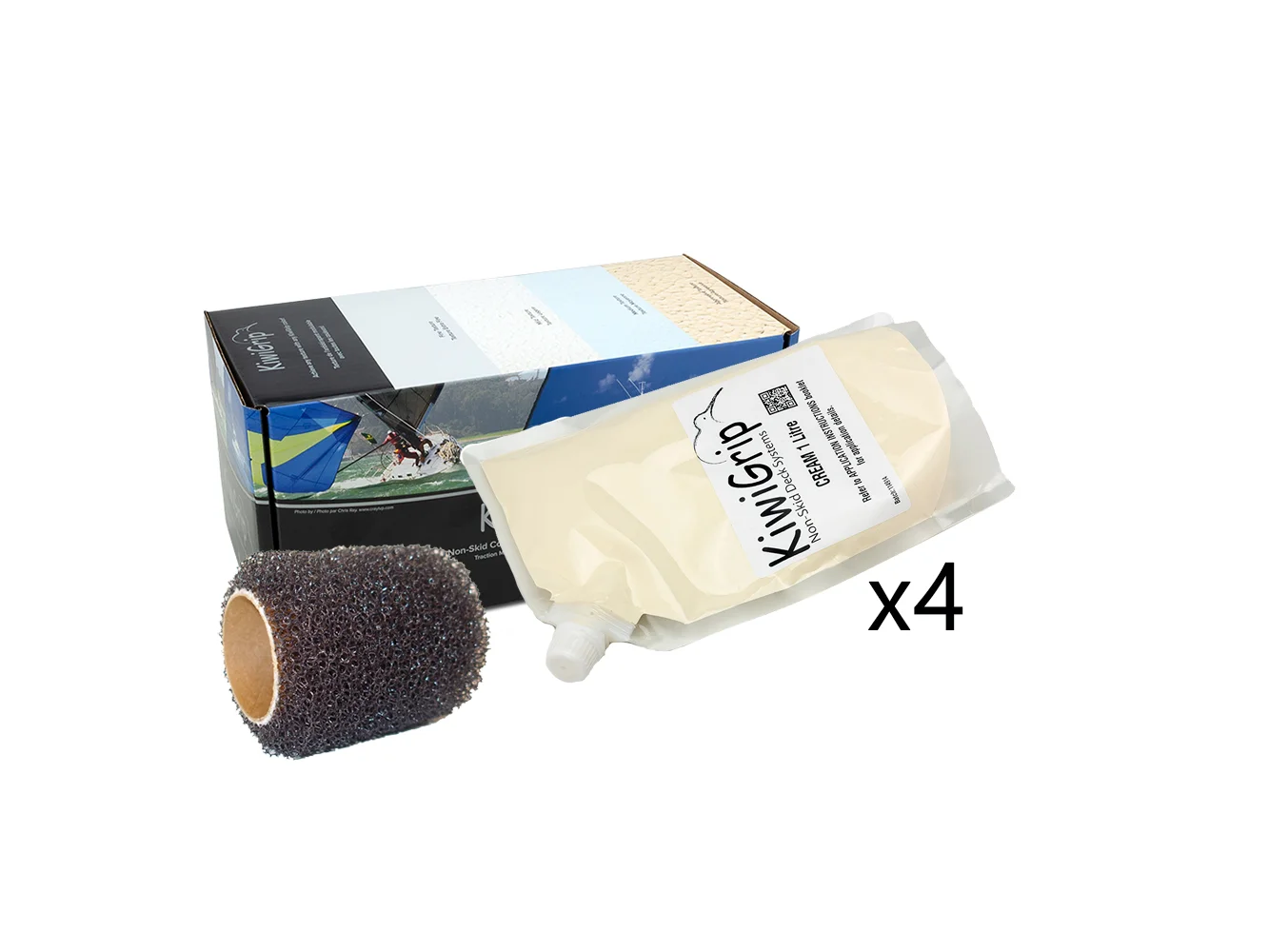 KiwiGrip 4 - 1 Liter Pouches - Cream w/4" Roller