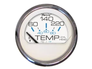 Faria Chesapeake White SS 2" Cylinder Head Temperature Gauge (60-220&deg;F)