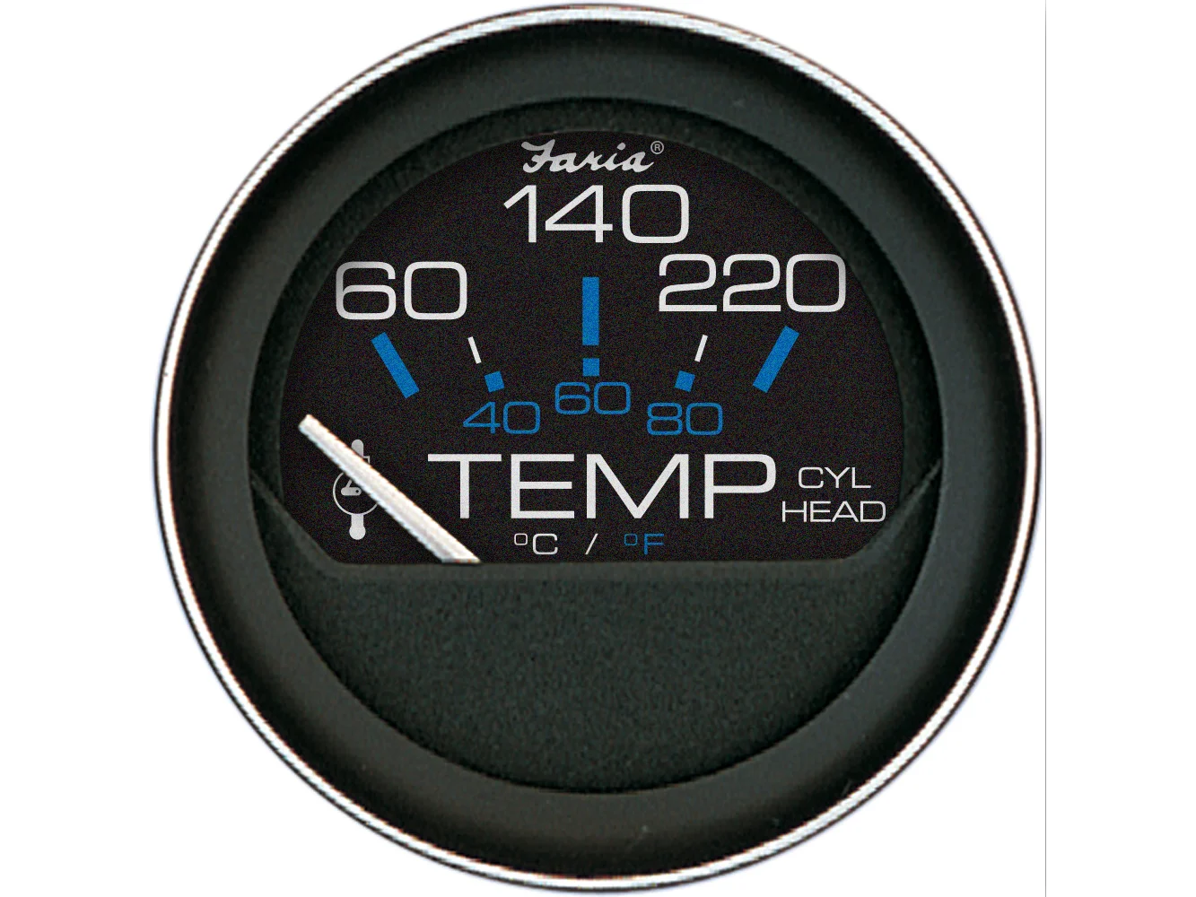 Faria Coral 2" Cylinder Head Temperature Gauge (60-120° F) w/Sender