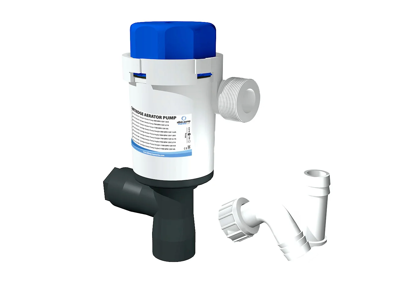 Albin Group Twinport Aerator Pump - 500 GPH - 12V
