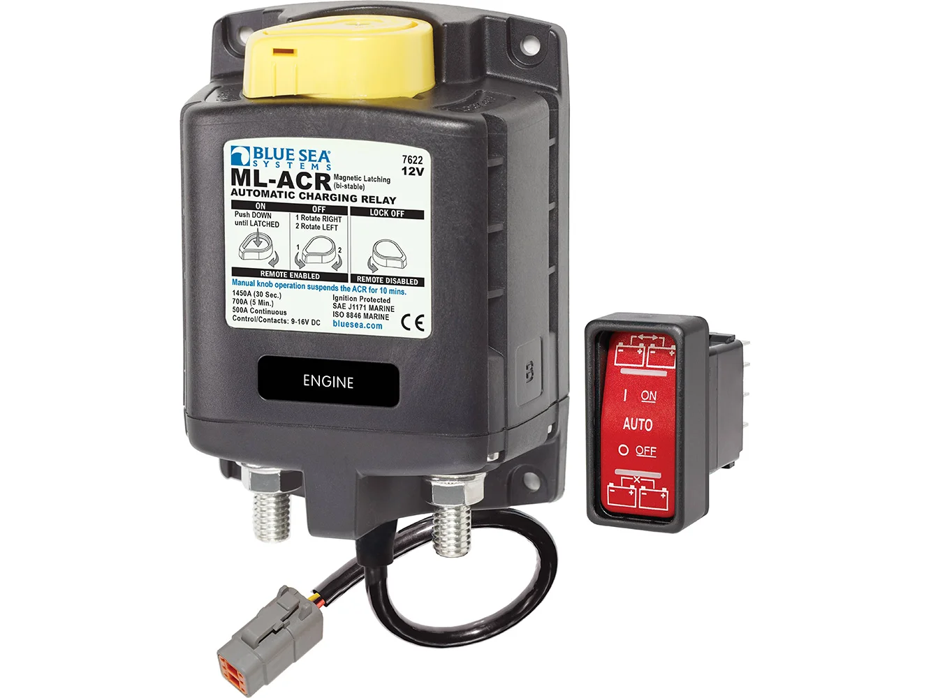 Blue Sea 7622100 ML ACR Charging Relay 12V 500A w/Manual Control & Deutsch Connector