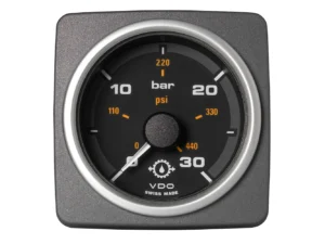 Veratron 52 MM (2-1/16") AcquaLink Transmission Oil Pressure 30 Bar/440 PSI - Black Dial & Bezel