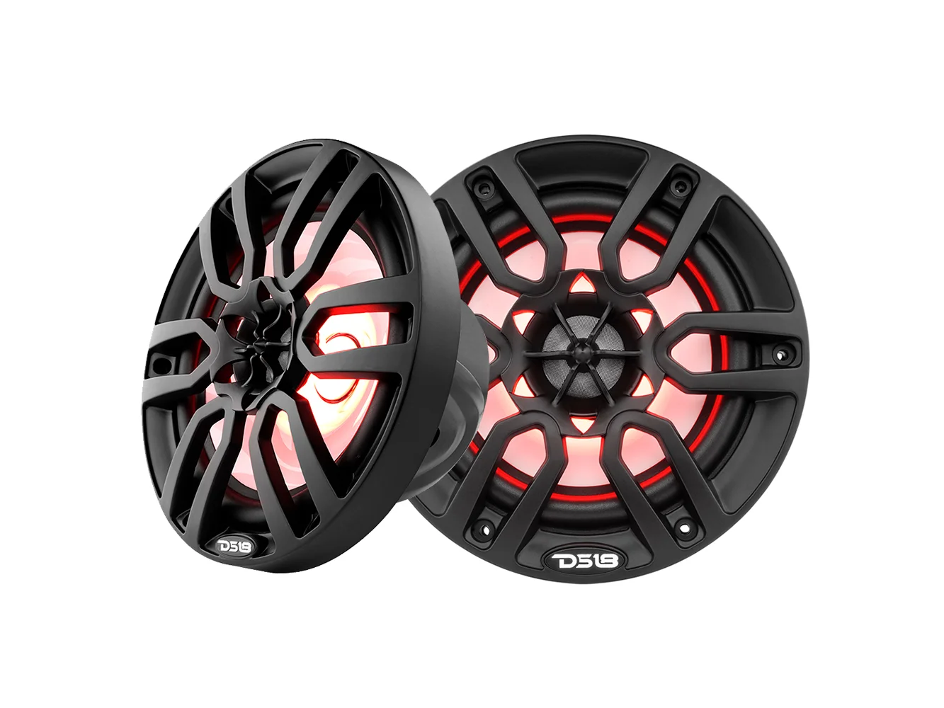 DS18 HYDRO 6.5" 2-Way Marine Speakers w/RBG LED Lights 300W - Matte Black