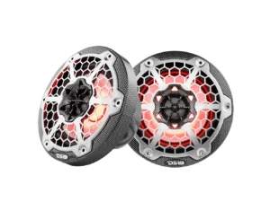 DS18 HYDRO 6.5" 2-Way Marine Speakers w/RGB LED Lights 300W - Black Carbon Fiber