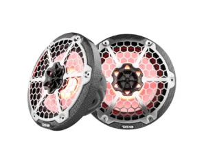 DS18 HYDRO 8" 2-Way Marine Speakers w/RGB LED Lights - 125W RMS, 4-Ohm - Black Carbon Fiber