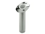 C.E. Smith Flush Mount Rod Holder - 15 Degree & 9" Depth - Stainless Steel - Cast Gimbal - White Vinyl Liner