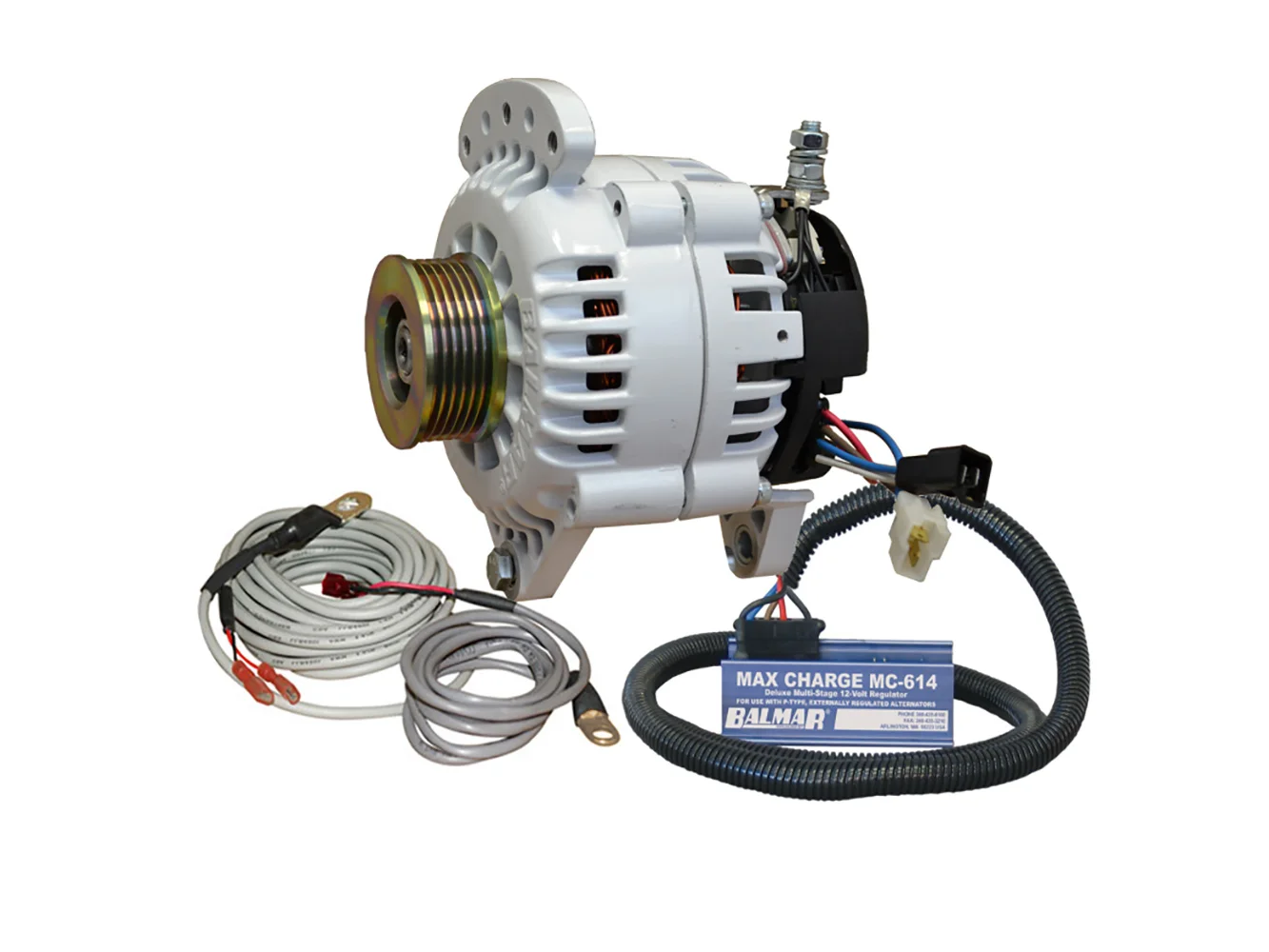 Balmar Alternator 120 AMP 12V 3.15" Dual Foot Saddle K6 Pulley Regulator & Temp Sensor