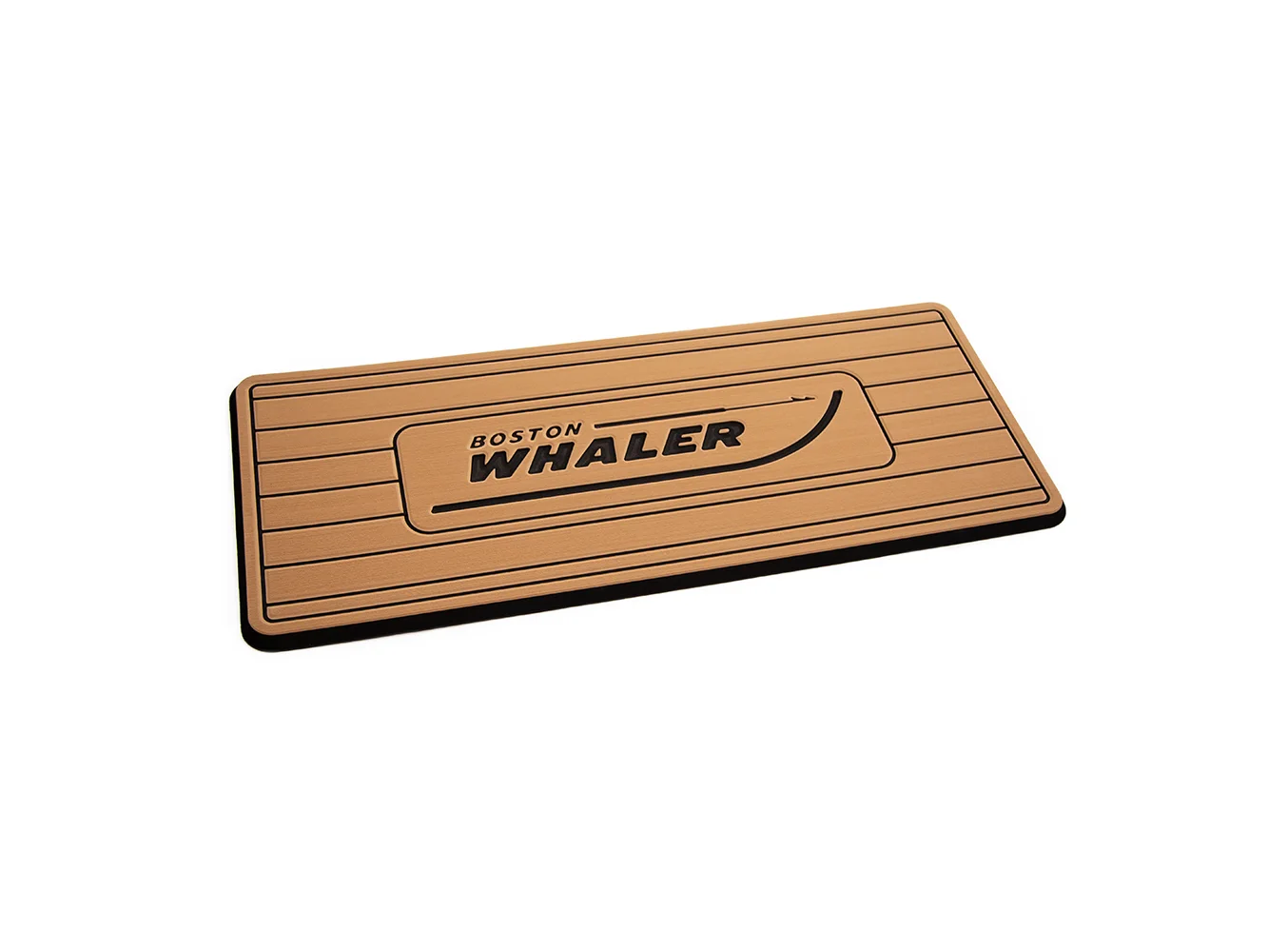SeaDek Boston Whaler Helm Pad - Mocha/Black Brushed w/Routed Teak Lines