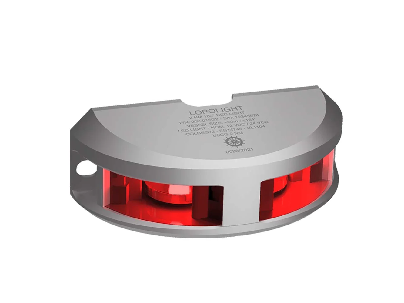 Lopolight Series 200-016 - Navigation Light - 2NM - Vertical Mount - Red - Silver Housing