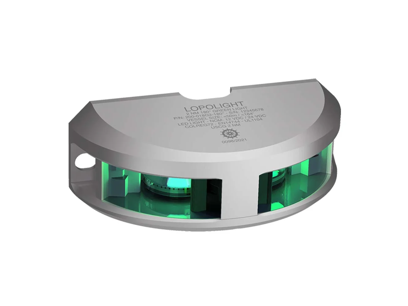 Lopolight Series 200-018 - Navigation Light - 2NM - Vertical Mount - Green - Silver Housing