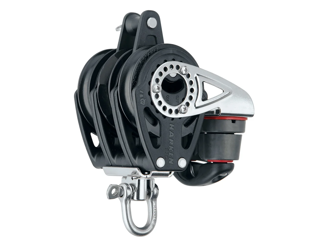 Harken 57mm Triple Carbo Block - Swivel, Becket, Cam Cleat