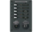 Blue Sea 8120 - 5 Position 12V Panel w/Dual USB & 12V Socket