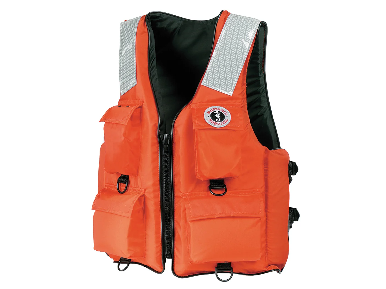 Mustang 4-Pocket Flotation Vest - Orange - Medium