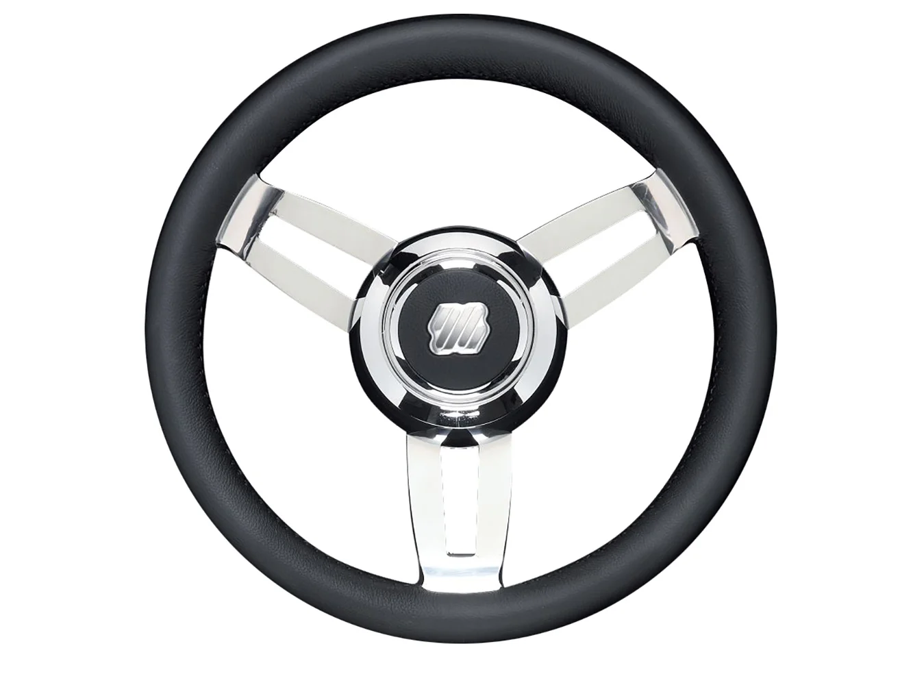 Uflex Morosini 13.8" Steering Wheel - Black Polyurethane w/Stainless Steel Spokes & Chrome Hub