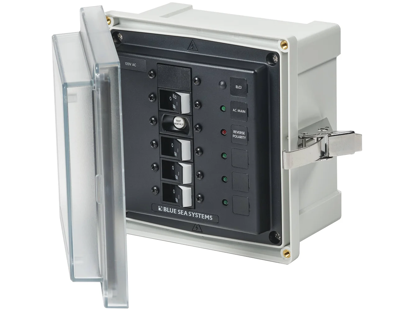 Blue Sea 3128 - SMS Panel Enclosure w/ELCI (30A) & 3 Branch (15A) - 120V AC