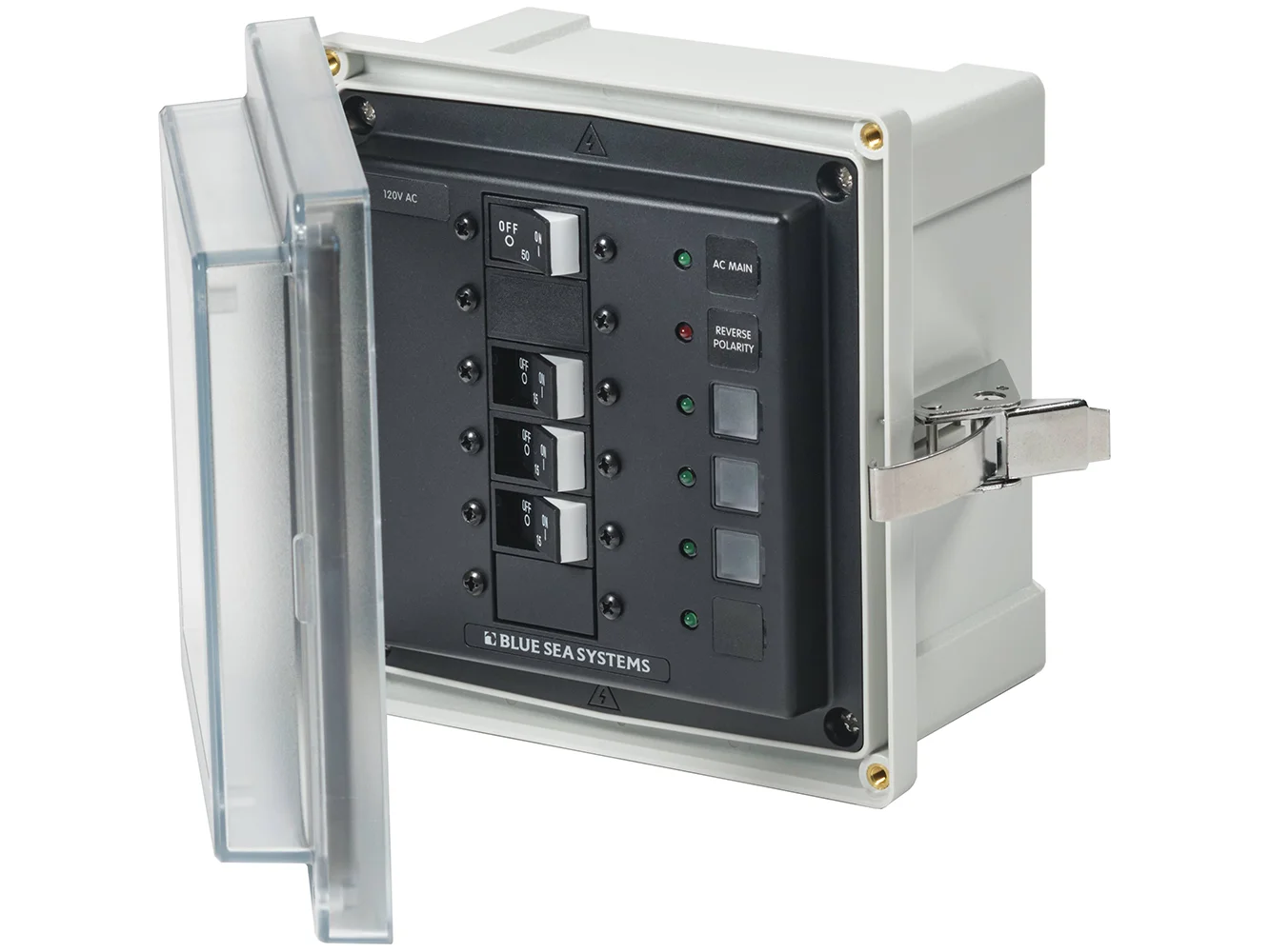 Blue Sea 3130 - SMS Panel Enclosure w/Main & 3 Branch (15A) - 120V AC