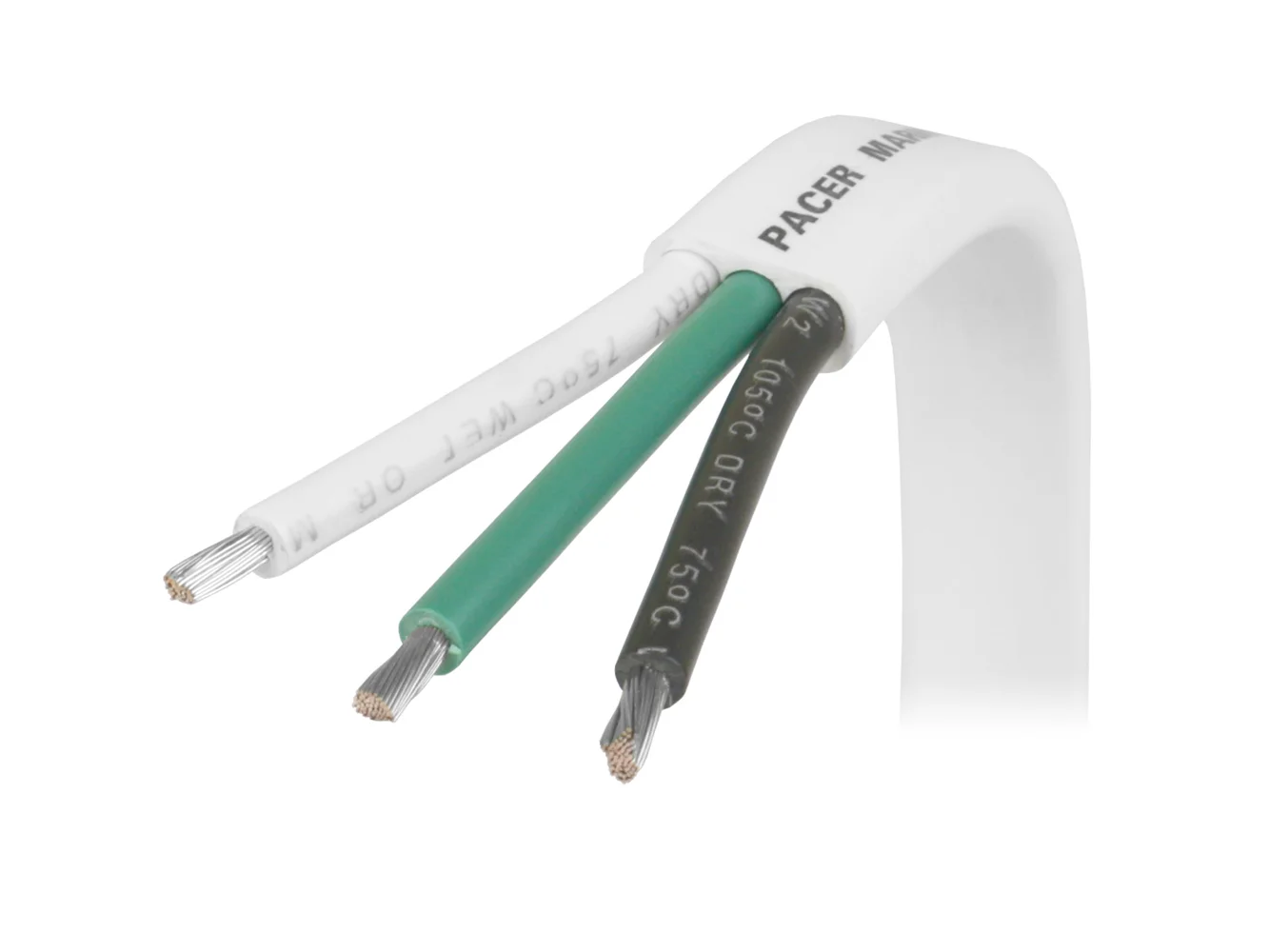 Pacer 16/3 AWG Triplex Cable - Black/Green/White - 100'
