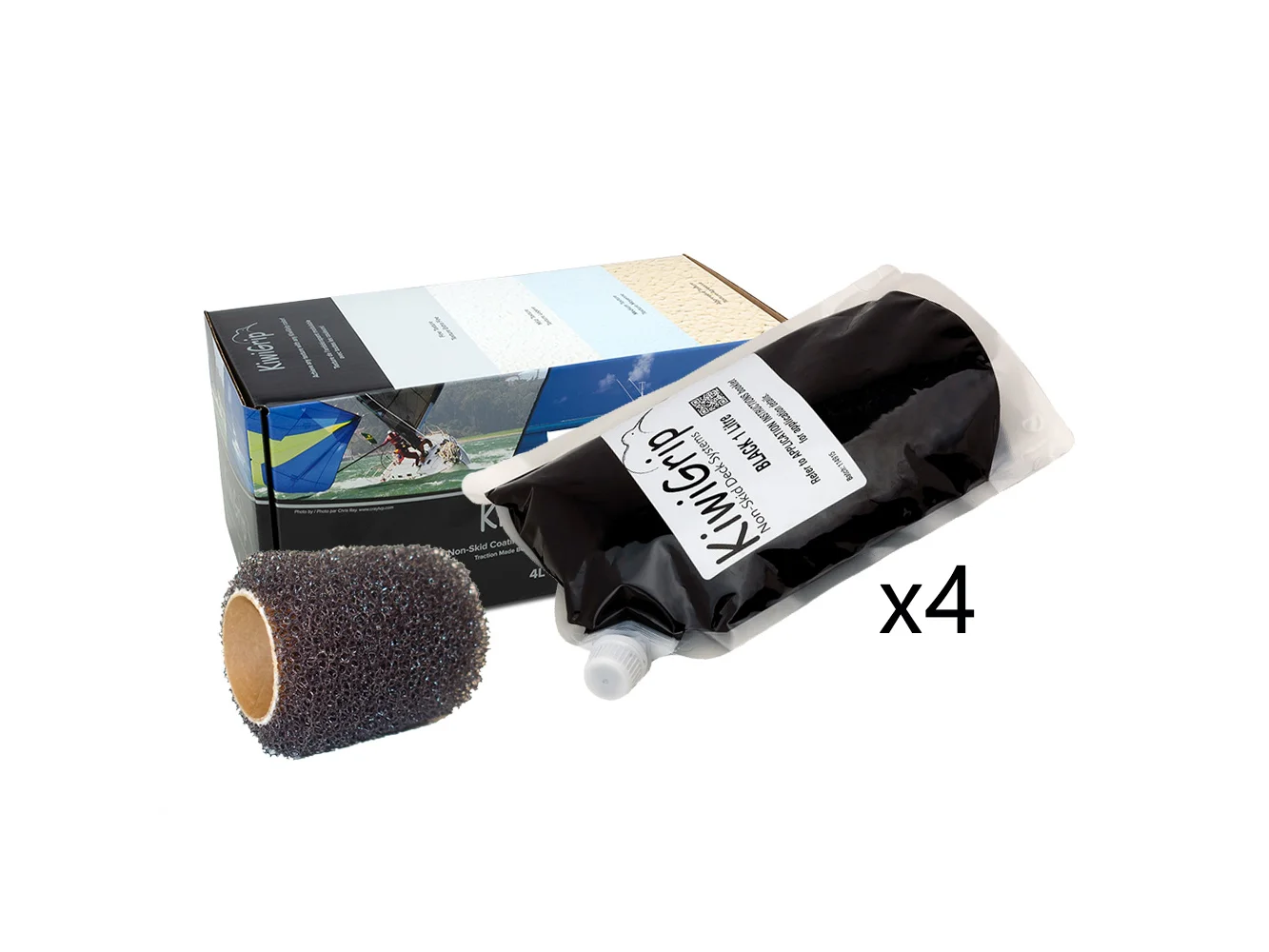 KiwiGrip 4 - 1 Liter Pouches - Black with 4" Roller