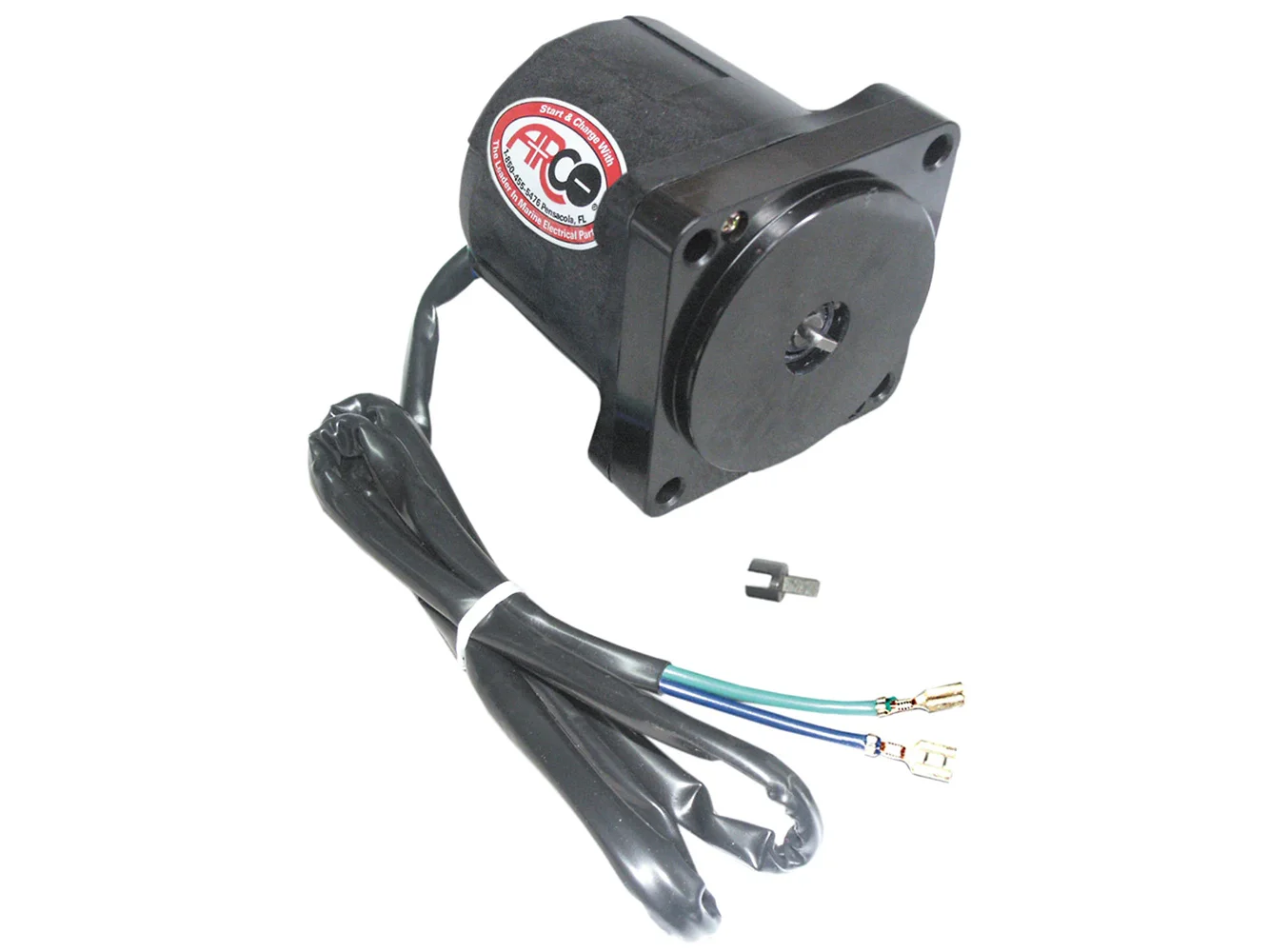 ARCO Marine Replacement Johnson/Evinrude Tilt Trim Motor - 2-Wire, 4 Bolt, Flat Blade Shaft