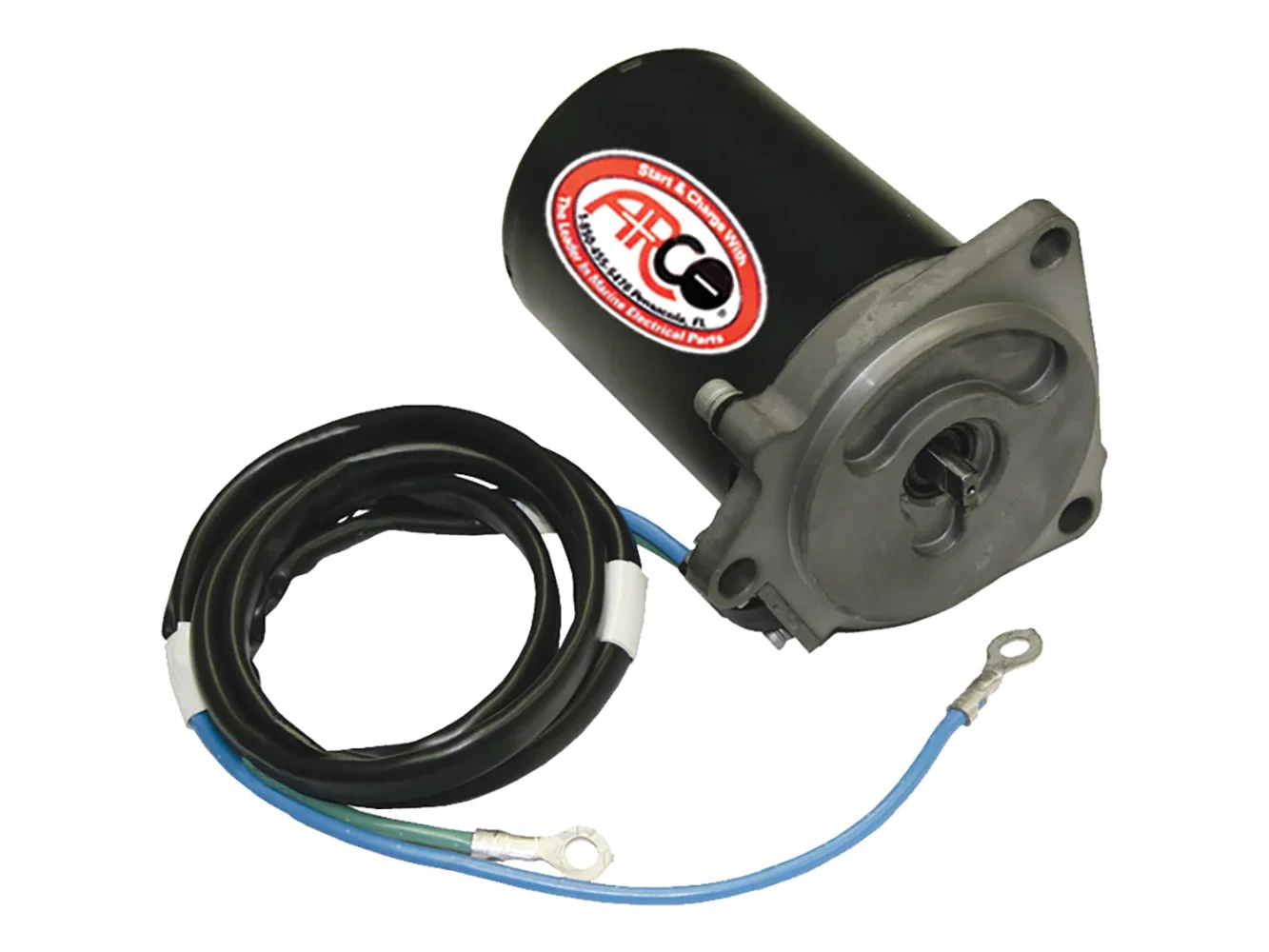 ARCO Marine Replacement Outboard Tilt Trim Motor - Yamaha, 2-Wire, 3 Bolt, Flat Blade Shaft