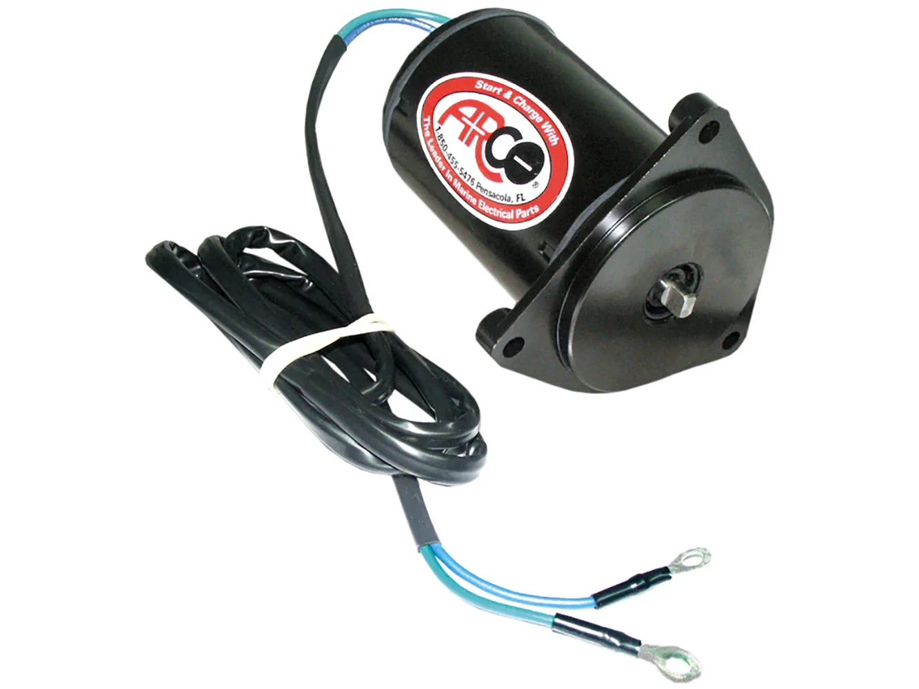 ARCO Marine Replacement Outboard Tilt Trim Motor - Yamaha, 2-Wire, 3 Bolt, Flat Blade Shaft