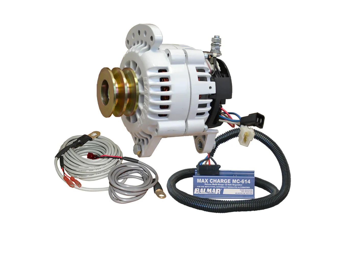 Balmar Alternator 120 AMP Kit 12V 3.15" Dual Foot Saddle Dual Vee Pulley Regulator & Temp Sensor