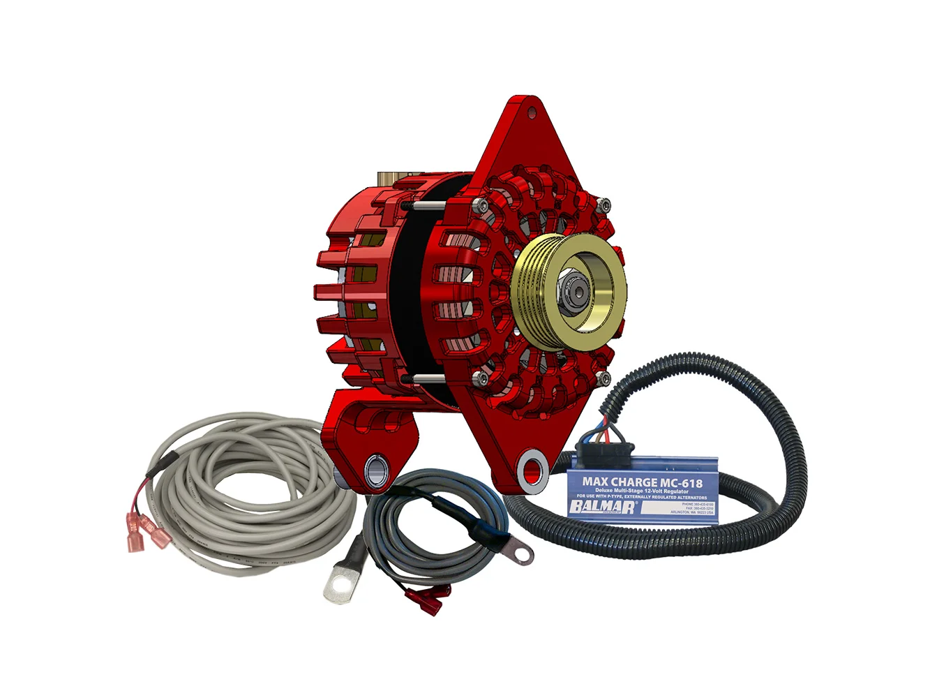 Balmar Alternator 170 AMP Kit 12V 4" Dual Foot Saddle K6 Pulley Regulator & Temp Sensor