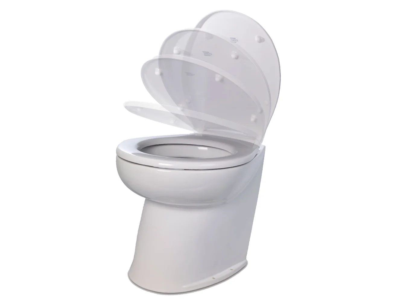 Jabsco Deluxe Flush 17" Angled Back 12V Raw Water Electric Marine Toilet w/Remote Rinse Pump & Soft Close Lid